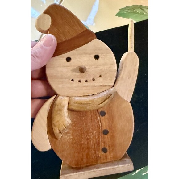 Hand Crafted Wooden Snowman - Picture 2 of 4